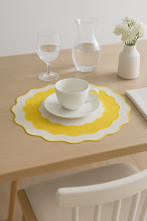 Set de table lin brodé style classique lavable - vue 2 sur 2