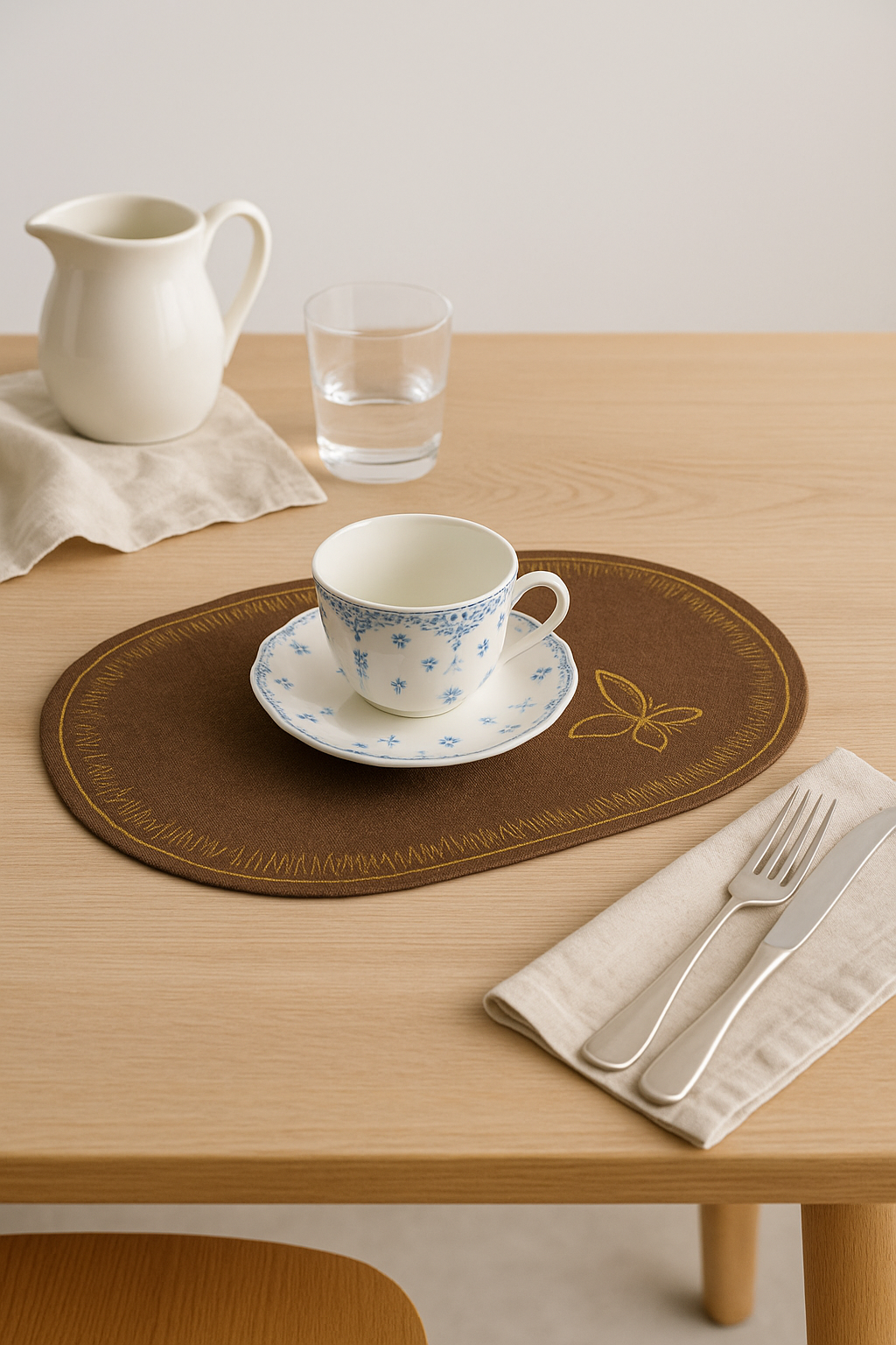 Set de table lin brodé style classique lavable - vue 2 sur 2