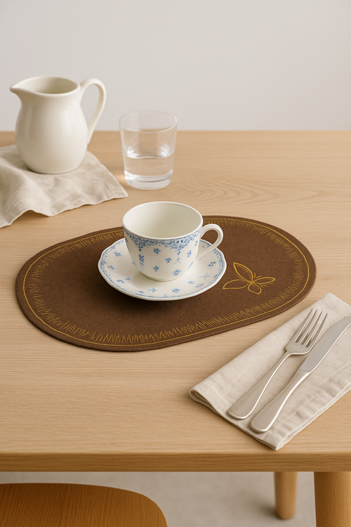 Set de table lin brodé style classique lavable - vue 2 sur 2