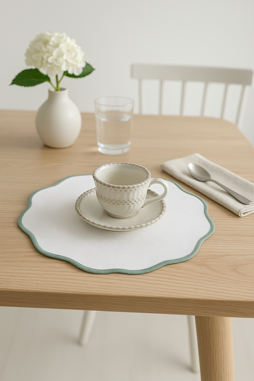 Set de table lin brodé style maison lavable - vue 2 sur 2