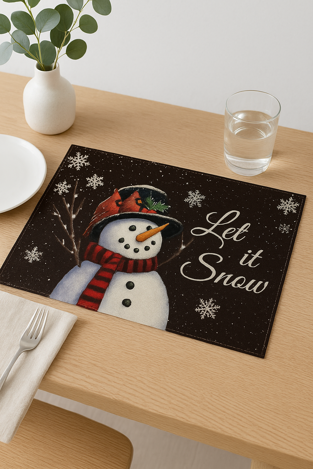 Set de table motif fleurs bohème en lin - vue 2 sur 2