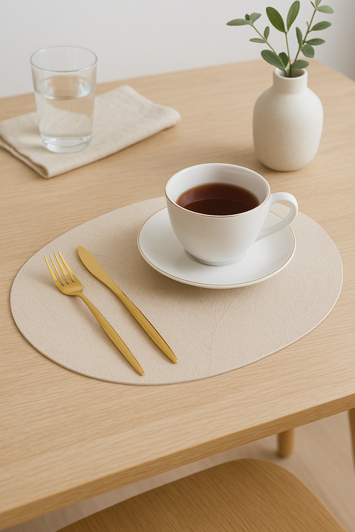 Set de table oval motif feuille style americain - vue 2 sur 2