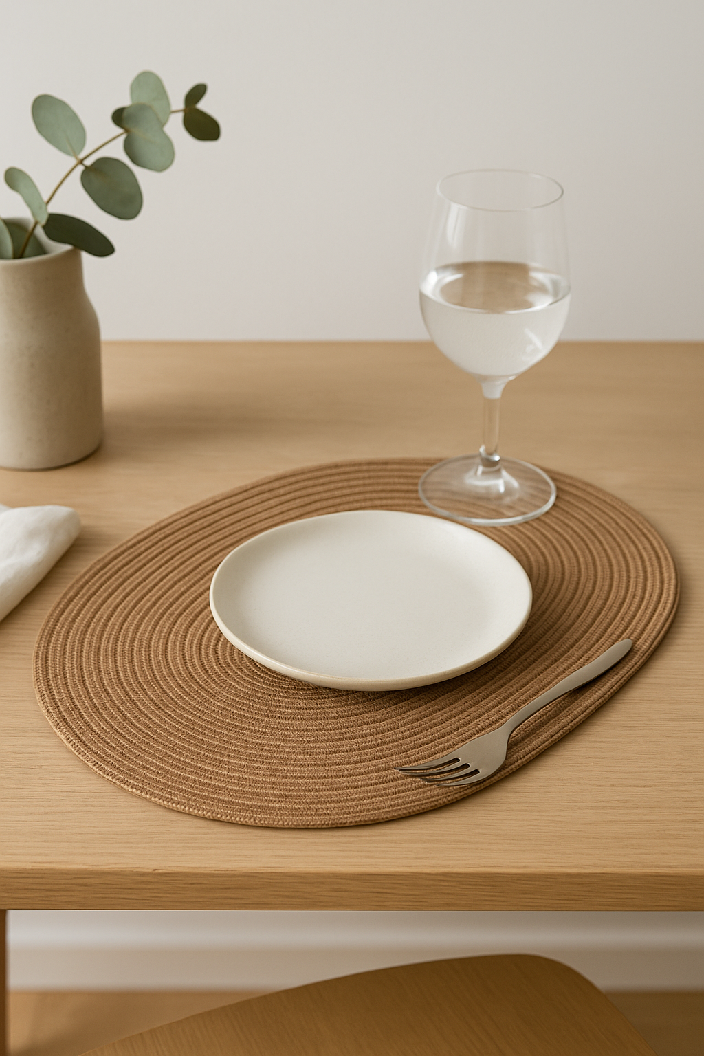 Set de table ovale tressé style japonais lavable - vue 2 sur 2