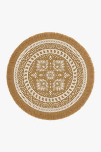 Set de table rond bohème tissé pompons jute