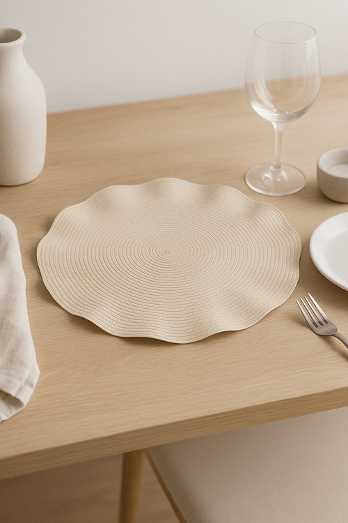 Set de table rond ondulé tressé lavable moderne - vue 2 sur 2