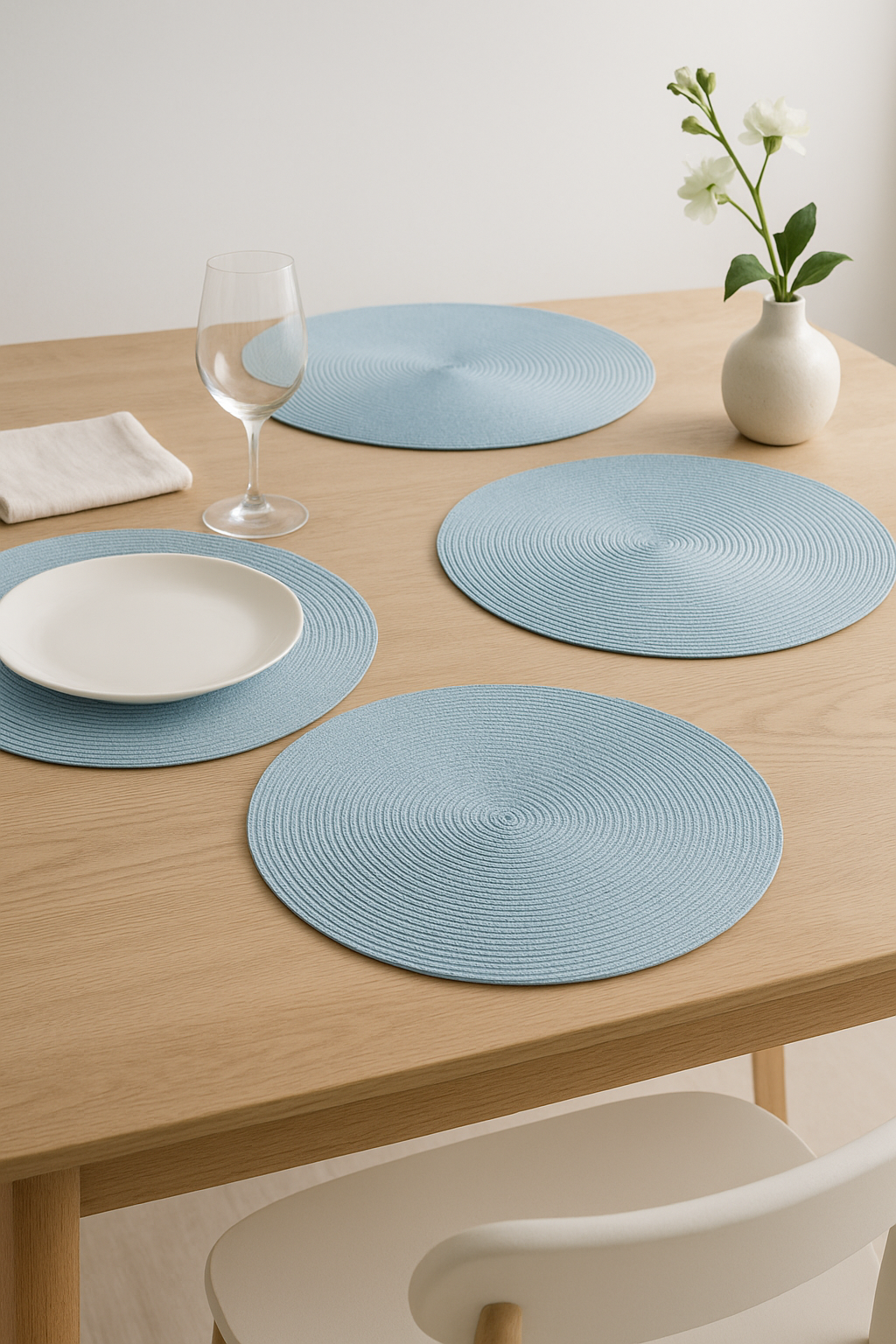 Set de table rond tressé antidérapant style européen - vue 2 sur 2