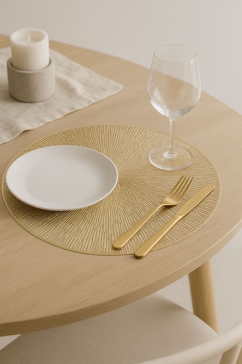 Set de table rond vinyle motif ajoure lavable - vue 2 sur 2