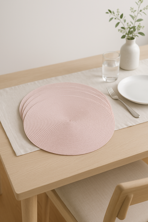 Set de table ronds tressés antidérapants lot quatre - vue 2 sur 2