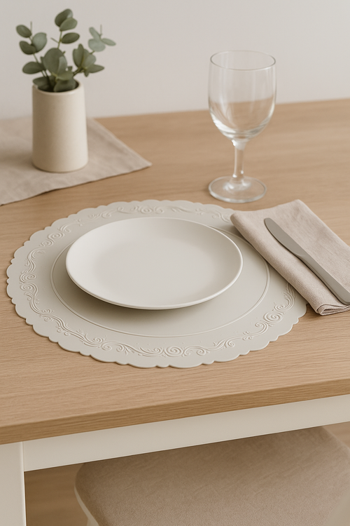 Set de table silicone antidérapant motif feuille lavable - vue 2 sur 2