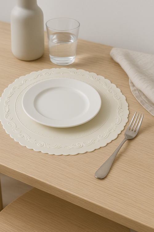 Set de table silicone antidérapant motif feuille tropicale - vue 2 sur 2