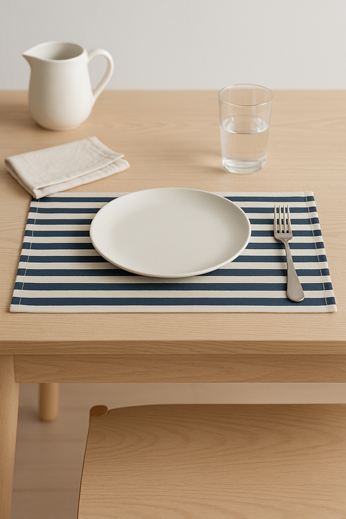 Set de table tissu motifs rayures carreaux campagne - vue 2 sur 2