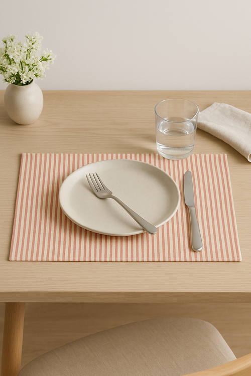 Set de table tissu rayures carreaux style campagne - vue 2 sur 2