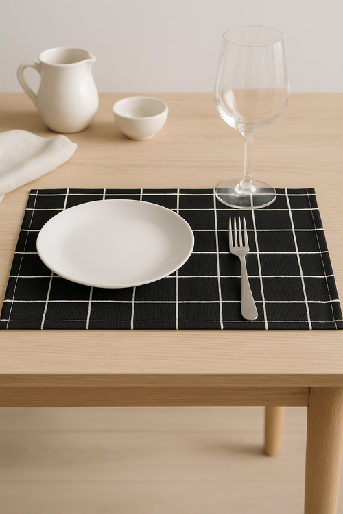 Set de table tissu rayures carreaux style campagne - vue 2 sur 2