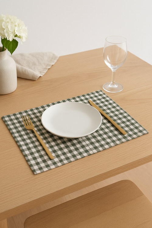 Set de table tissu rayures carreaux style champetre - vue 2 sur 2