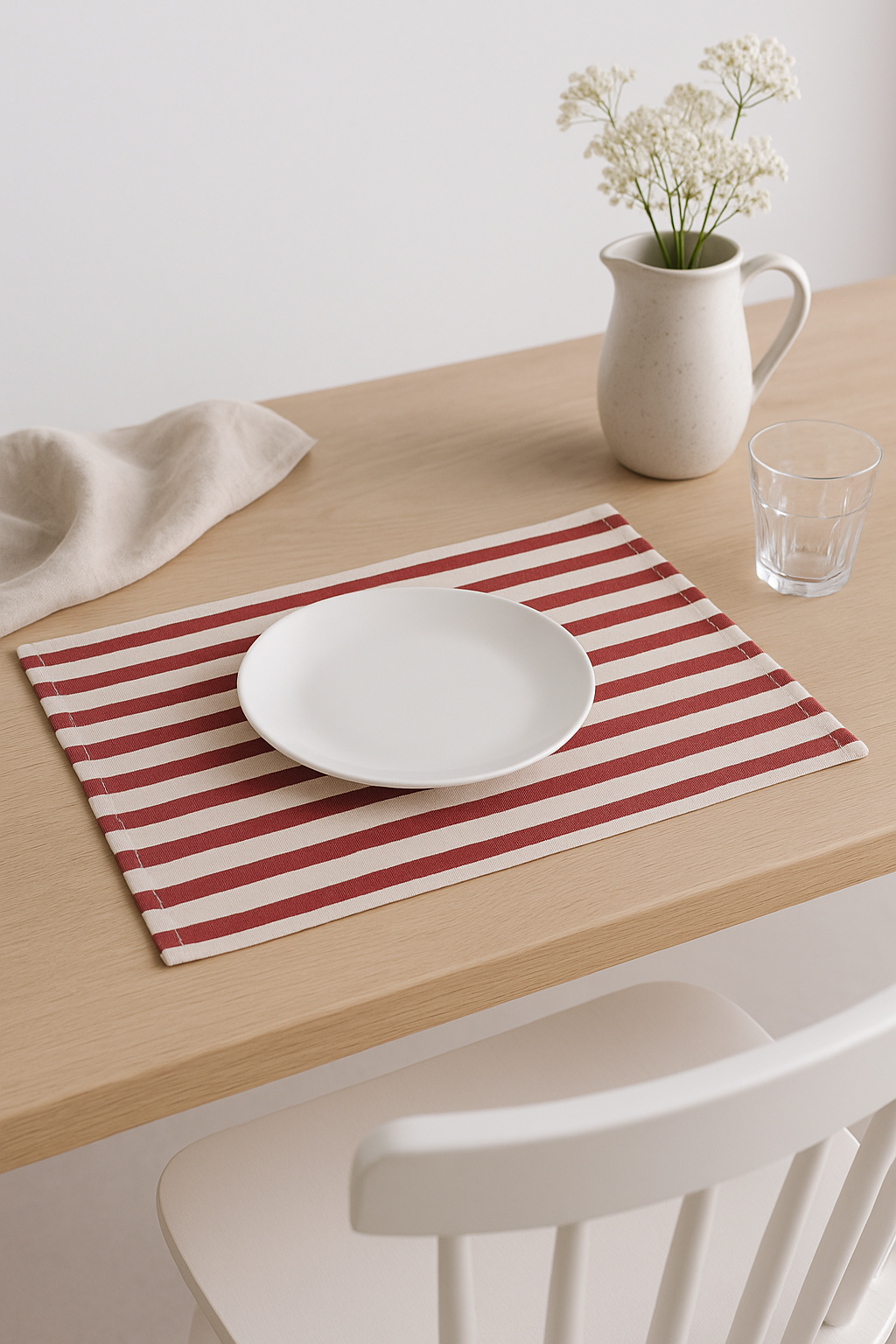 Set de table tissu style prairie rayures carreaux - vue 2 sur 2