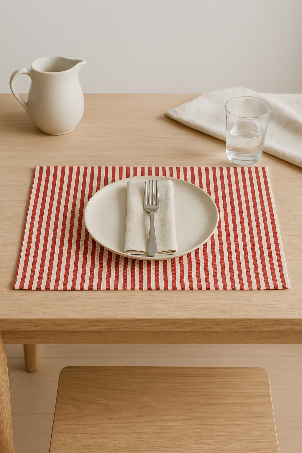 Set de table tissu style prairie rayures carreaux