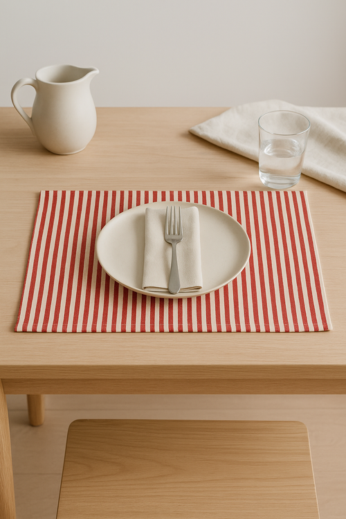 Set de table tissu style prairie rayures carreaux - vue 2 sur 2