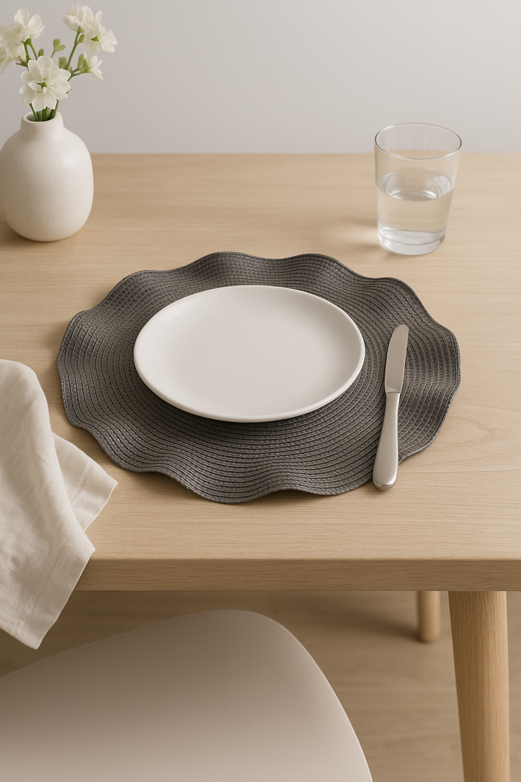 Set de table tressé ondulé moderne lavable lot - vue 2 sur 2
