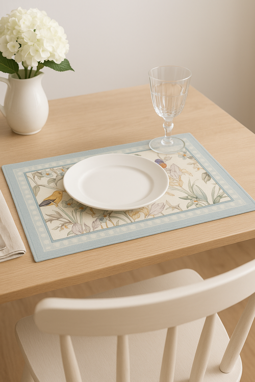 Set de table vintage motifs oiseaux style morris - vue 2 sur 2