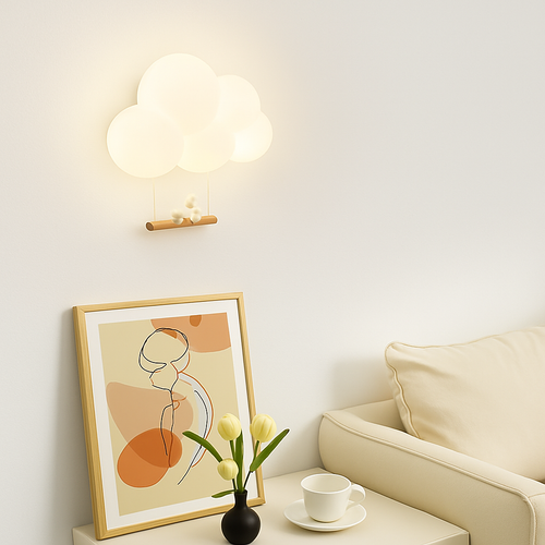 Singe Lumière Dessin Animé Animal Applique Nuage Blanc Applique Chambre D'enfant Veilleuse Chambre D'enfant Lampe De Chevet Protection Des Yeux - vue 3 sur 13