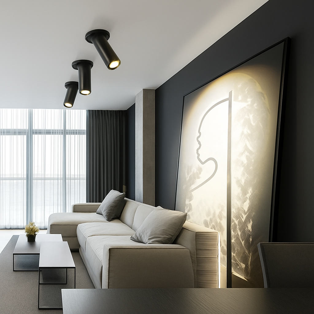 Spot de Plafond Tube Long noir/blanc encastré Led point lampe Angle rotatif 12w - vue 5 sur 7