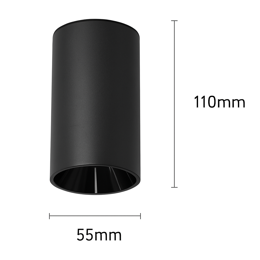 Spot en cylindre moderne à LED noir ou blanc - vue 4 sur 6
