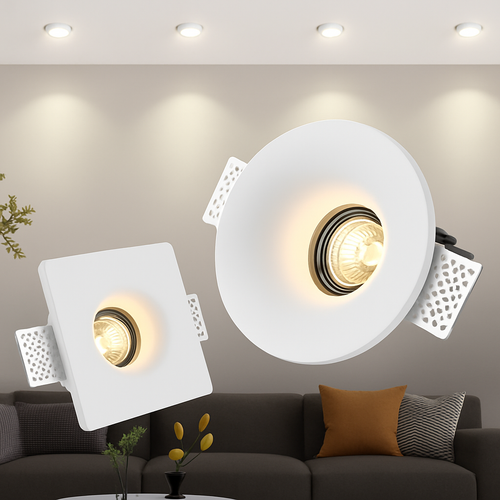 Spot encastré en gypse GU10 LED anti-éblouissant projecteur sans bordure intégré salon chambre allée éclairage domestique - vue 3 sur 9