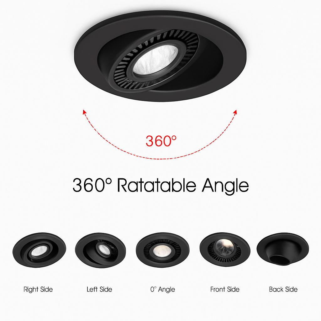 spot led encastrable rotatif 360 degrés pour intérieur - vue 3 sur 8