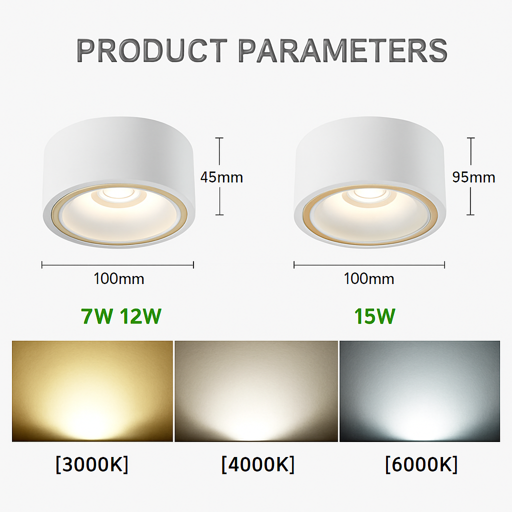 spot led rond en surface à intensité variable - vue 8 sur 8