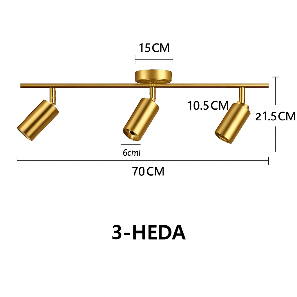 Spot moderne arrondi LED en métal doré - vue 7 sur 11