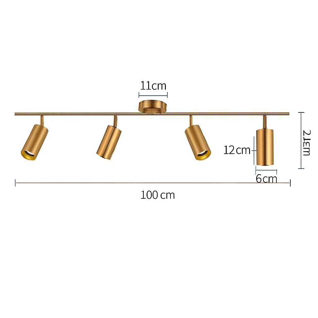 Spot moderne arrondi LED en métal doré - vue 8 sur 11