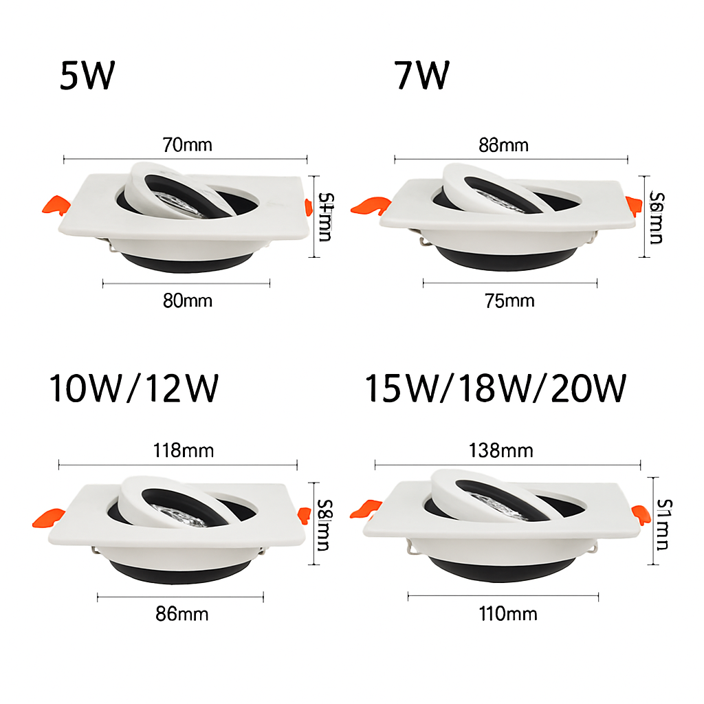 Spot moderne LED avec base carré et lumière rotative 360° Solal - vue 6 sur 6