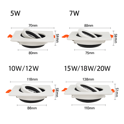 Spot moderne LED avec base carré et lumière rotative 360° Solal - vue 6 sur 6