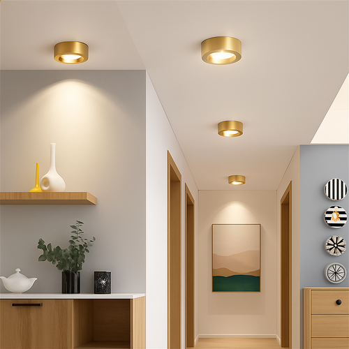 Spot moderne LED cylindrique en métal doré Tarm - vue 3 sur 11