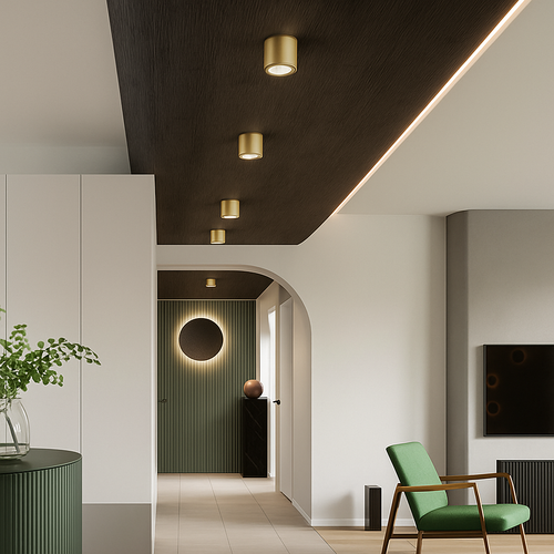 Spot moderne LED cylindrique en métal doré Tarm - vue 5 sur 11
