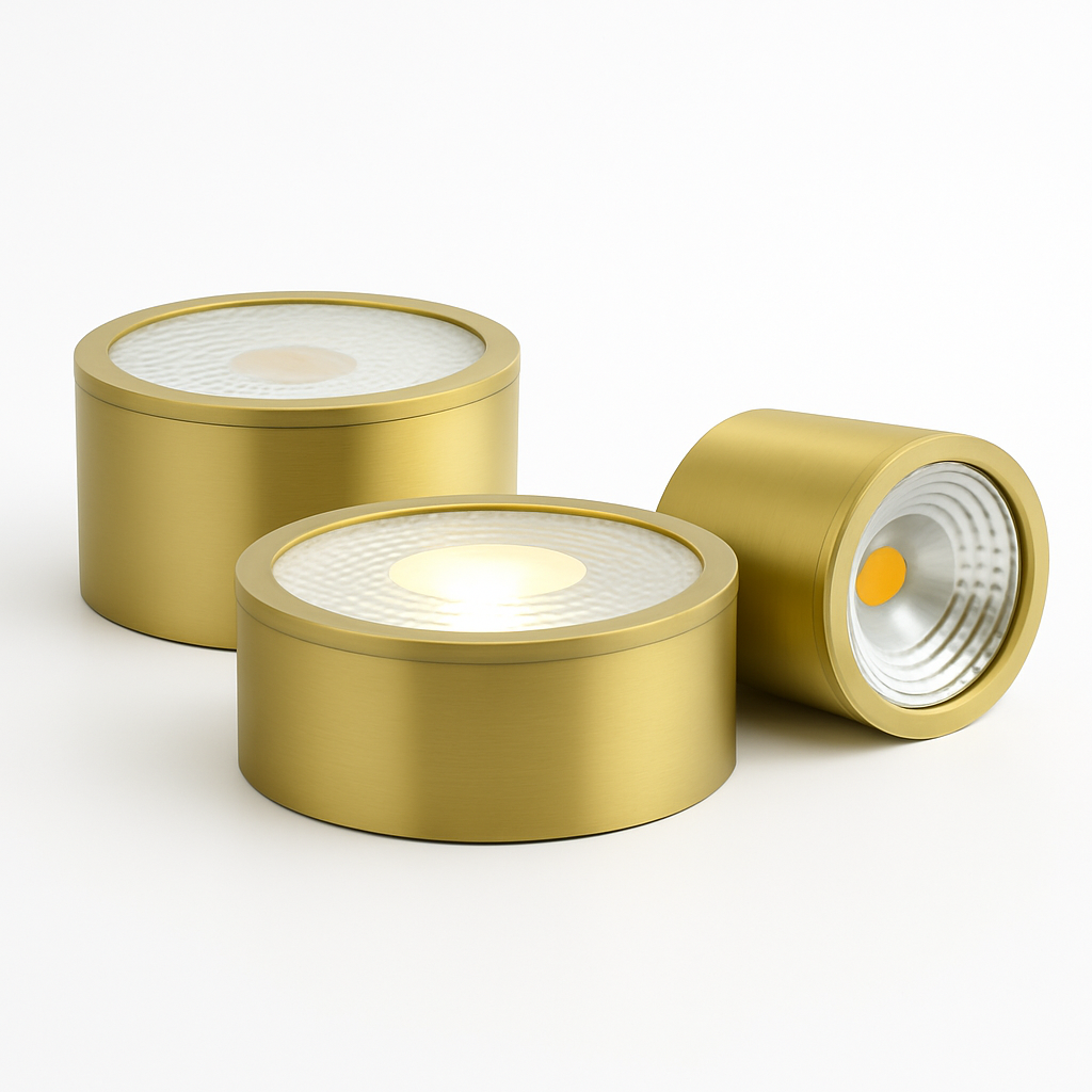 Spot moderne LED cylindrique en métal doré Tarm - vue 5 sur 11