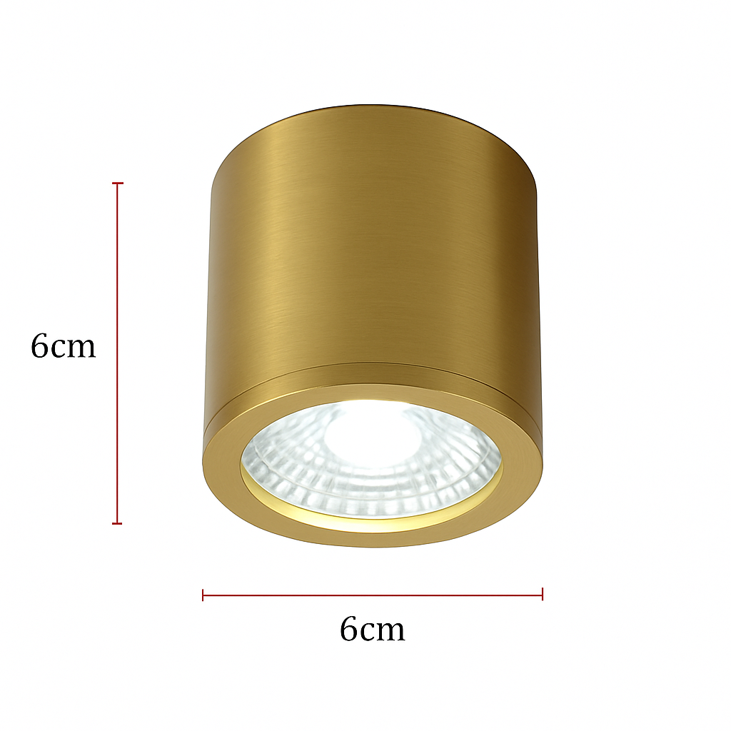 Spot moderne LED cylindrique en métal doré Tarm
