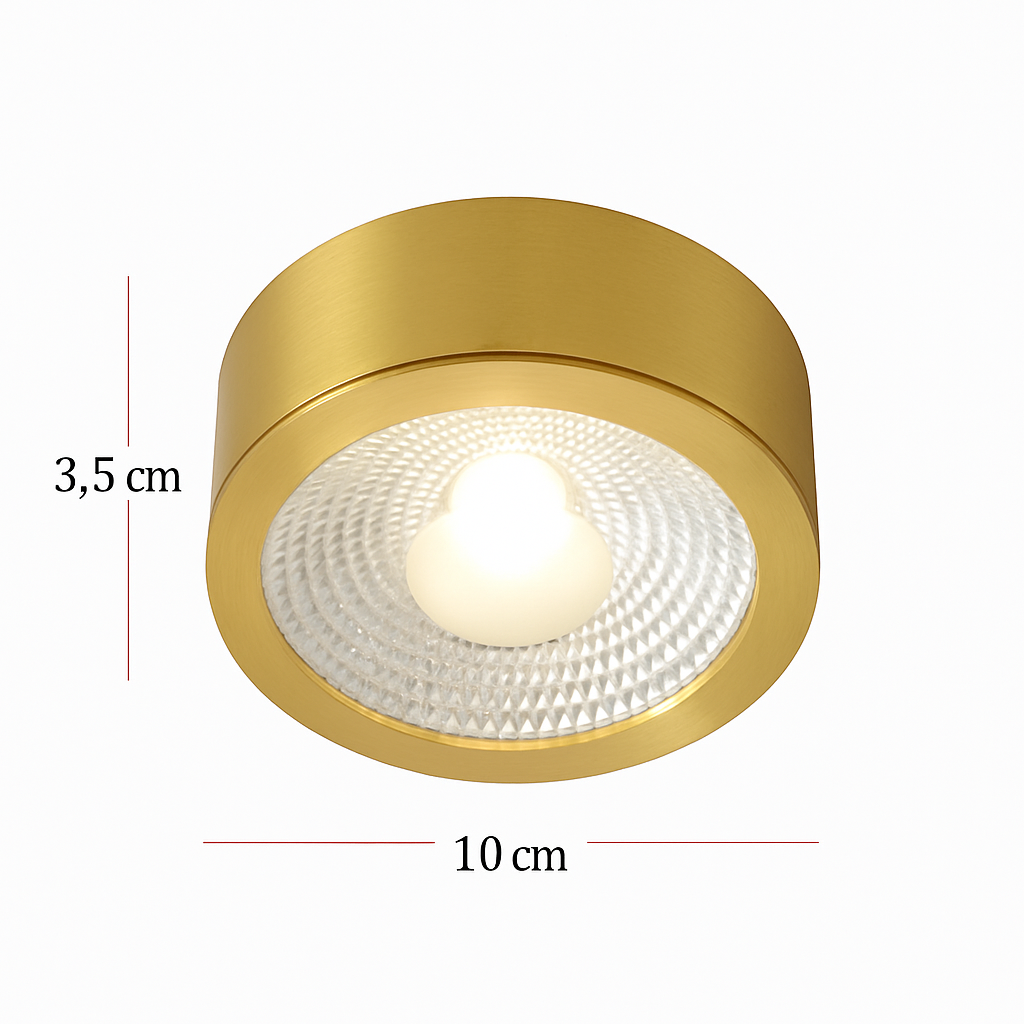 Spot moderne LED cylindrique en métal doré Tarm - vue 9 sur 11
