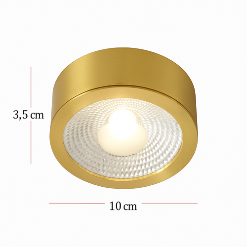 Spot moderne LED cylindrique en métal doré Tarm - vue 10 sur 11