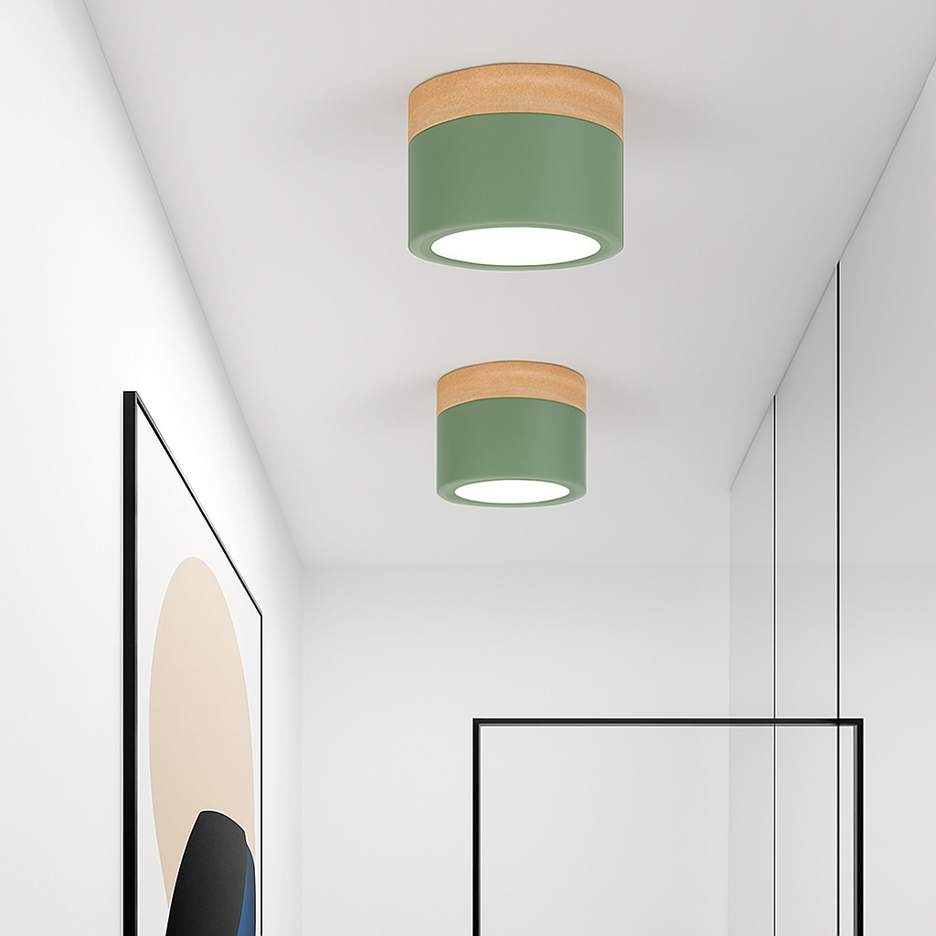 Spot moderne à LED en bois et métal coloré Allan - vue 3 sur 8