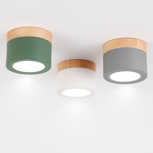 Spot moderne à LED en bois et métal coloré Allan - vue 5 sur 8