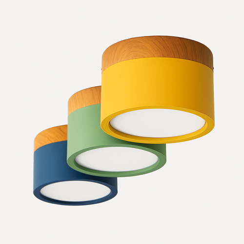 Spot moderne à LED en bois et métal coloré Allan - vue 6 sur 8
