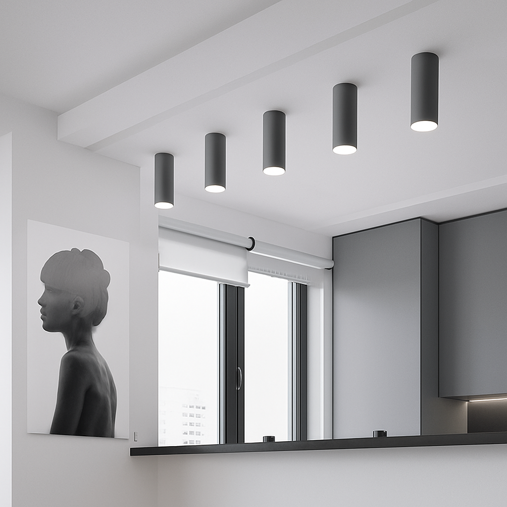 Spot moderne LED en forme de tube doré Grover - vue 3 sur 9