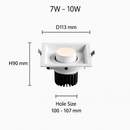 Spot moderne LED à focus réglable et forme encastrable carré Tiago