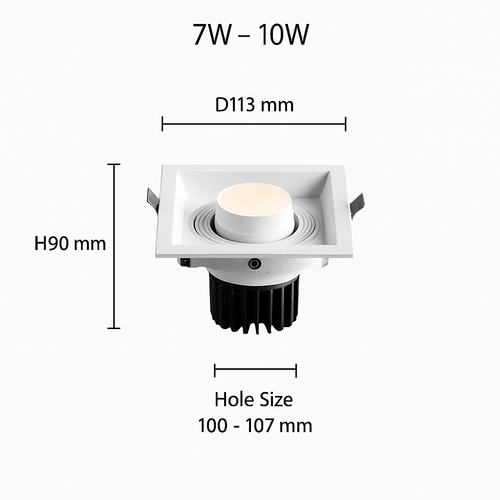 Spot moderne LED à focus réglable et forme encastrable carré Tiago - vue 7 sur 8