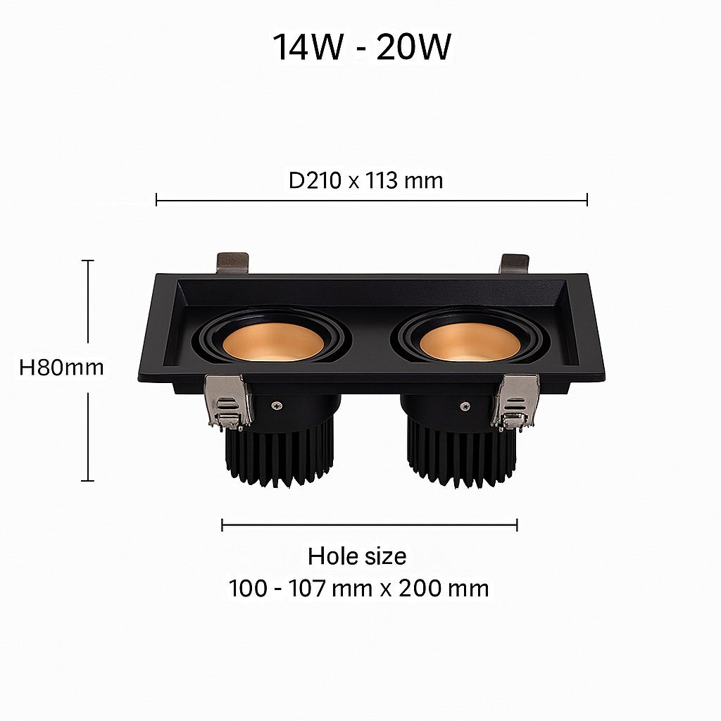 Spot moderne LED à focus réglable et forme encastrable carré Tiago - vue 8 sur 8
