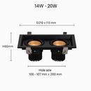 Spot moderne LED à focus réglable et forme encastrable carré Tiago