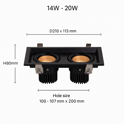 Spot moderne LED à focus réglable et forme encastrable carré Tiago - vue 8 sur 8