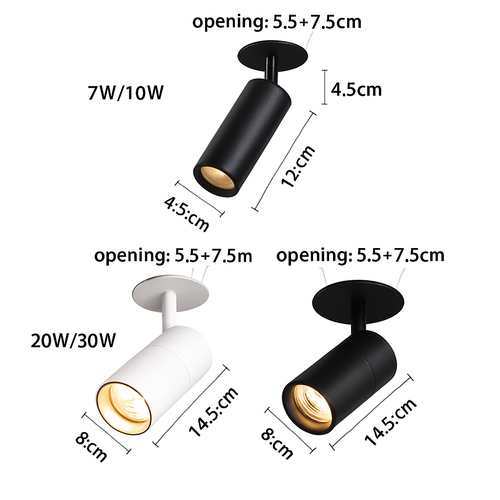 Spot plafond à LED tube directionnel blanc ou noir - vue 4 sur 14