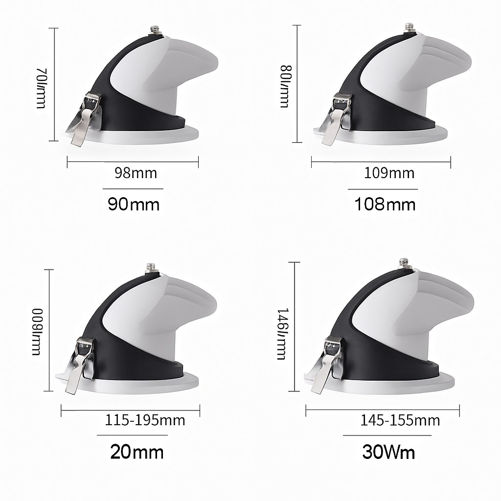Spot rond à LED pivotable à 360° en aluminium blanc - vue 4 sur 5